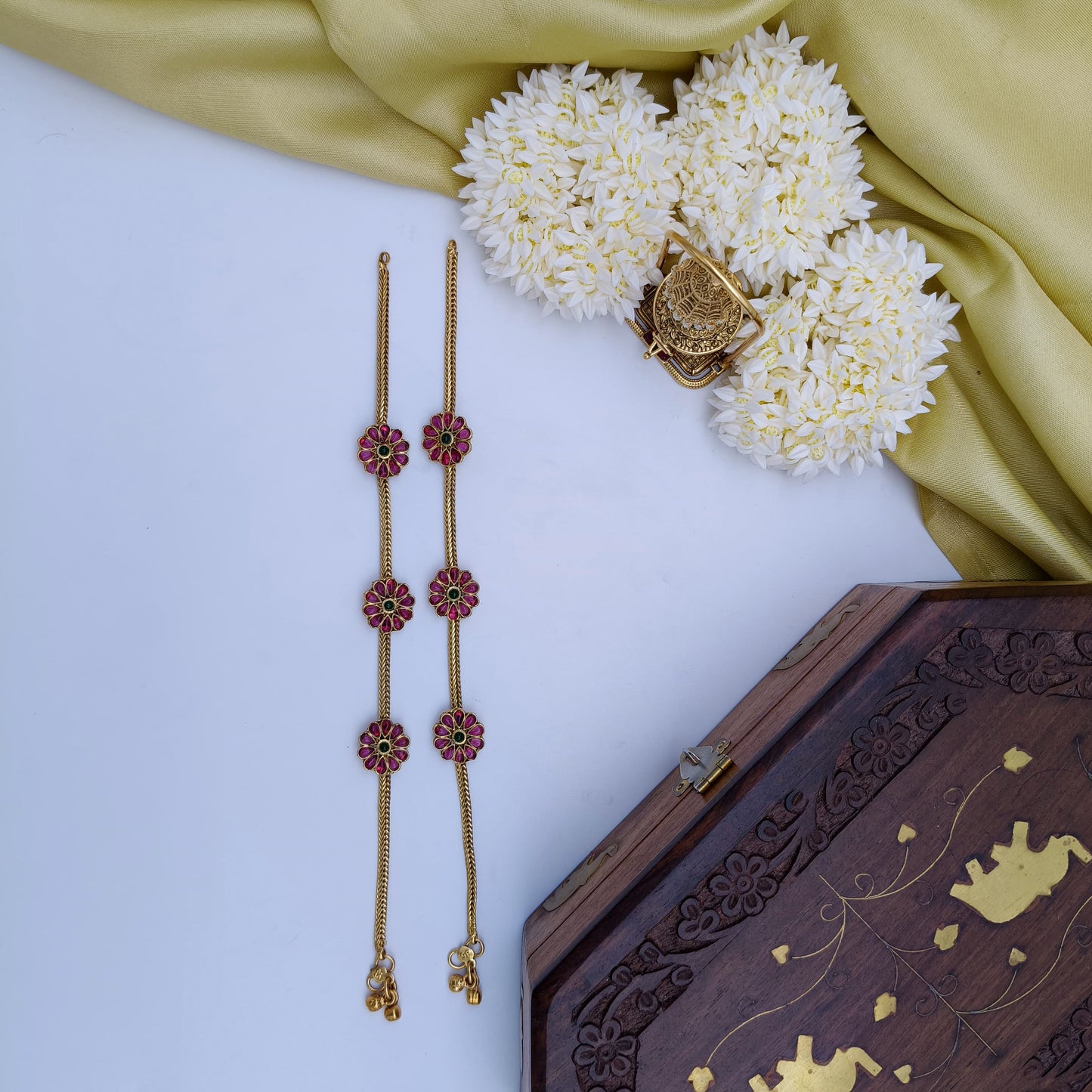 Ruby flower anklets