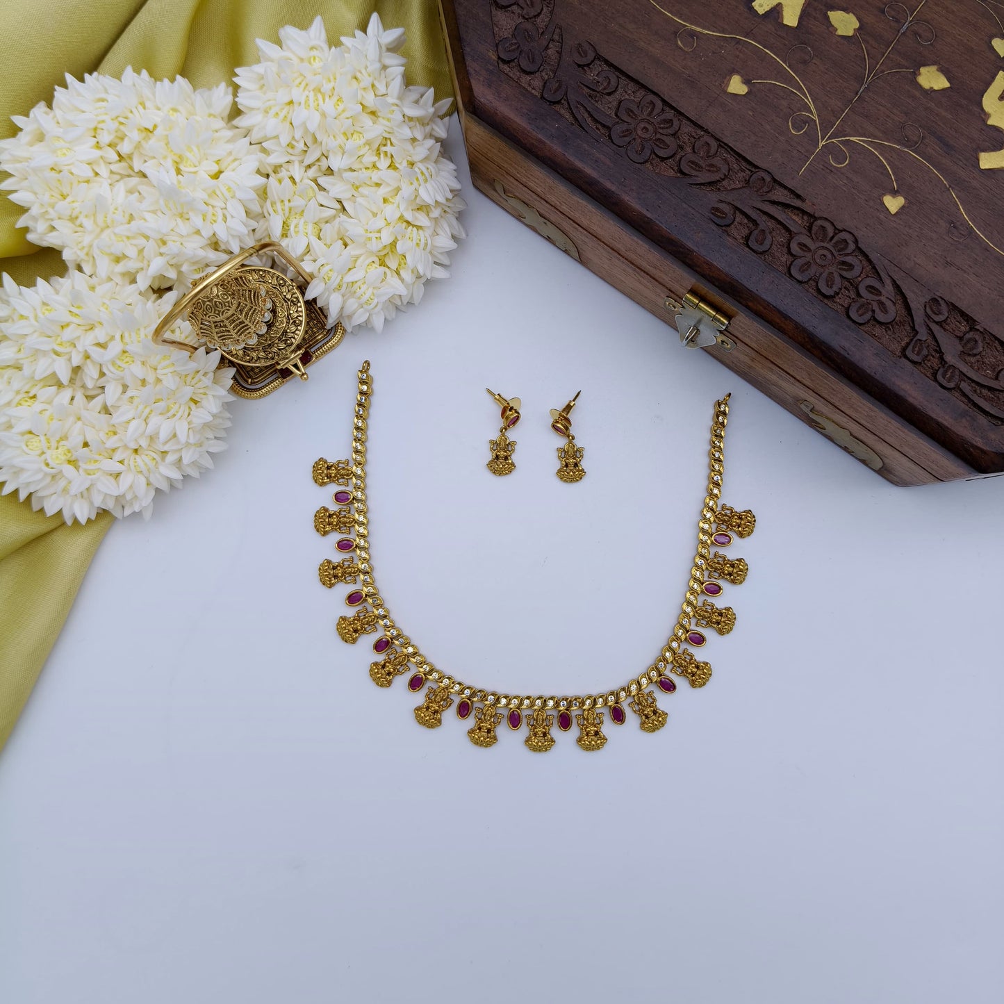 Ruby lakshmi AD necklace set