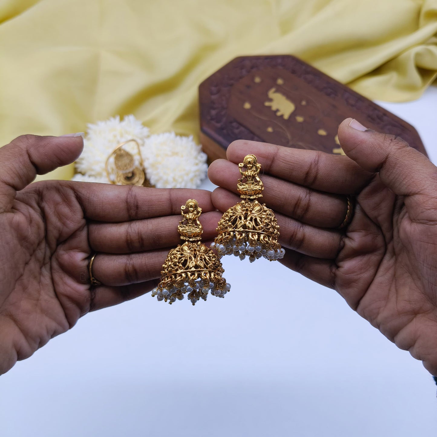 Gold lakshmi earrings