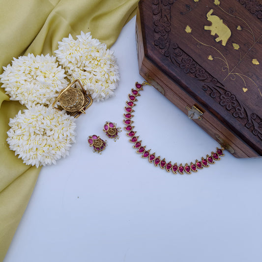 Ruby seed necklace set