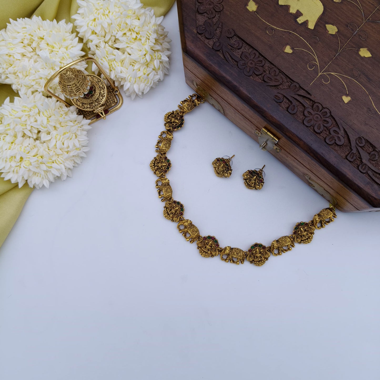 Elephant lakshmi necklace set