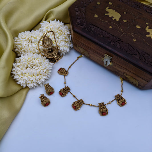 Orange lakshmi nagas necklace