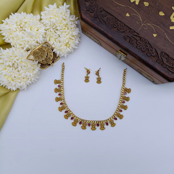 Ruby lakshmi AD necklace set