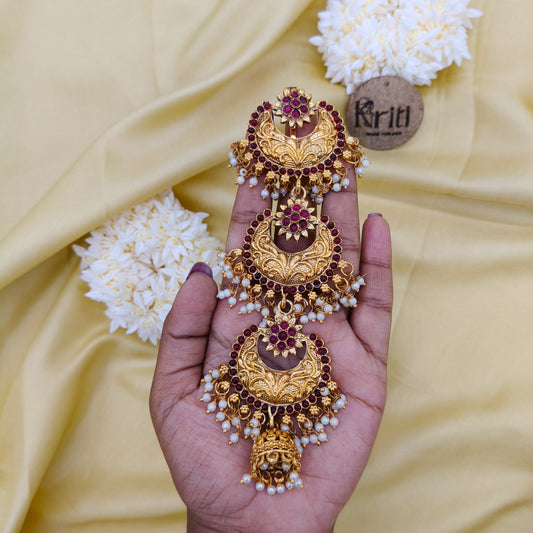 Traditional Temple Design Gold-Plated Hair Barrette Clip