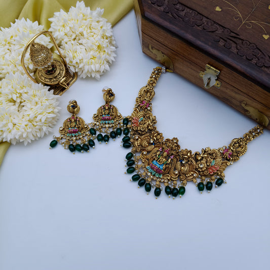 Lakshmi painted bridal necklace set