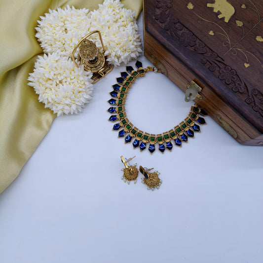 Blue palakka necklace
