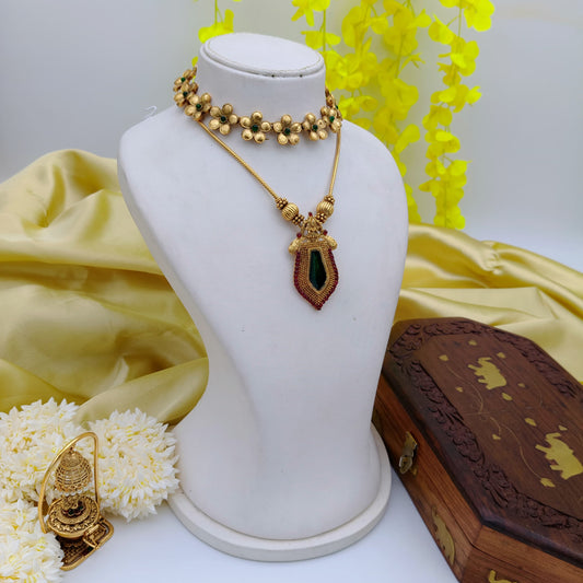 Green flower pendant combo